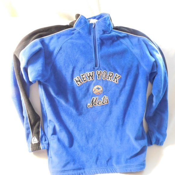 New York Mets MLB Pull Over Fleece Jacket Majestic Size Youth 18-20 - Picture 1 of 5